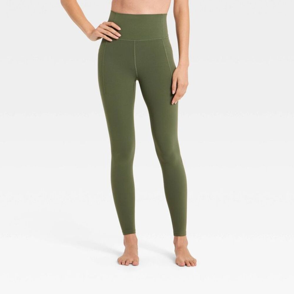 Women's Everyday Soft Ultra High-Rise Pocketed Leggings - Dark Moss Green L